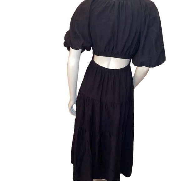 ANTHROPOLOGY MOON RIVER PUFF SLEEVE BACK CUTOUT SMOCKED WAIST MIDI DRESS SMALL - Picture 15 of 16